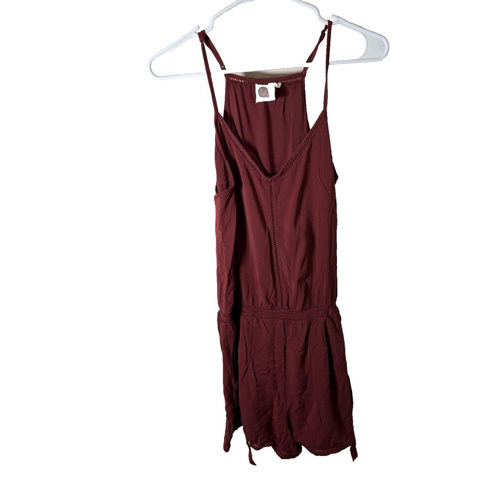 Lilka Romper Women's Medium Maroon Sleeveless One Piece Casual Boho V-Neck